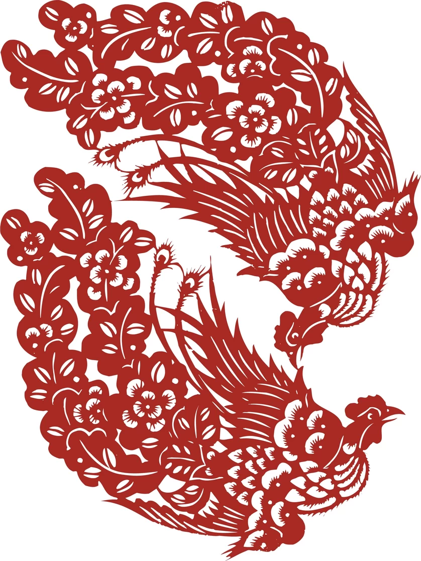 中国风中式传统喜庆民俗人物动物窗花剪纸插画边框AI矢量PNG素材【1026】